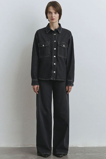 Kadın Bekka Denim Gömlek 1211000-89238 Gri (2)