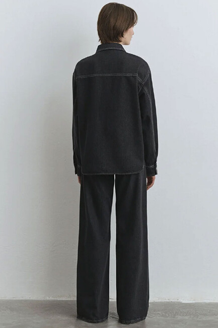 Kadın Bekka Denim Gömlek 1211000-89238 Gri - Thumbnail