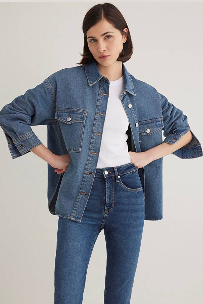 Kadın Bekka Denim Gömlek 1211000-89250 Mavi 