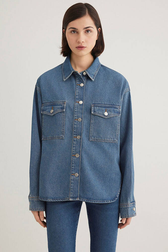 Kadın Bekka Denim Gömlek 1211000-89250 Mavi 