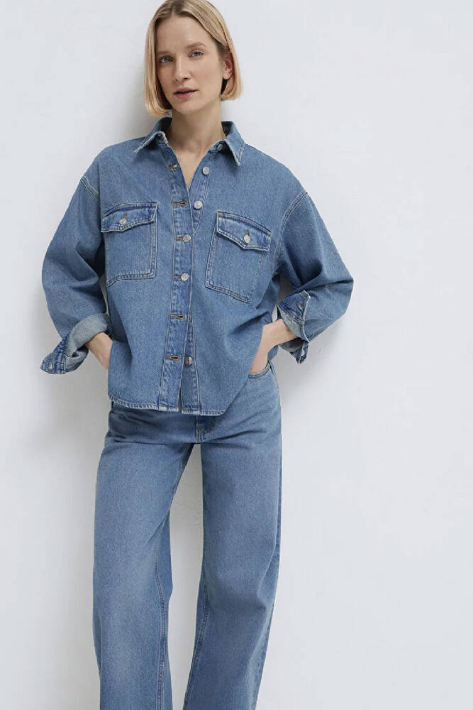Kadın Bekka Denim Gömlek 1211000-89250 Mavi 