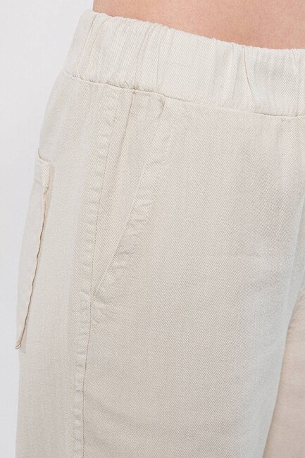 Kadın Beli Bağcıklı Pantolon 1010462-35043 Bej - Thumbnail