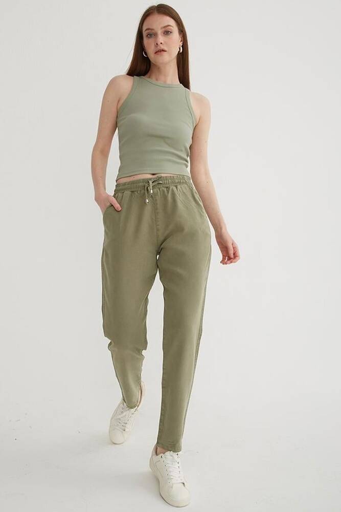 Kadın Beli Bağlamalı Pantolon 25Y0477K1 Haki 