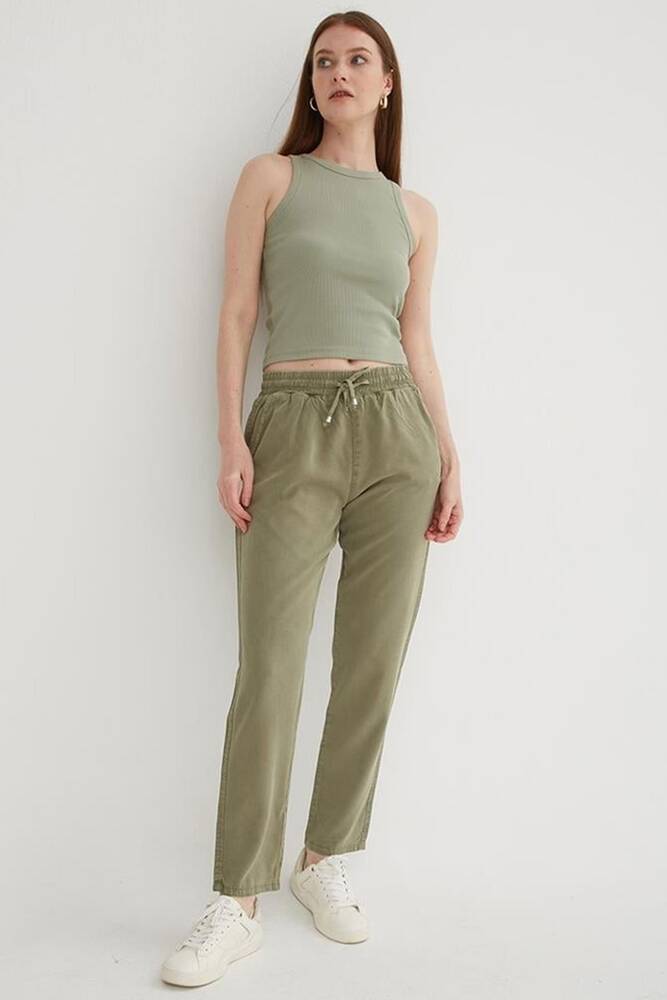 Kadın Beli Bağlamalı Pantolon 25Y0477K1 Haki 
