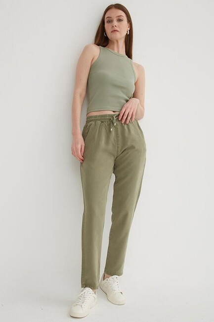 Kadın Beli Bağlamalı Pantolon 25Y0477K1 Haki (3)