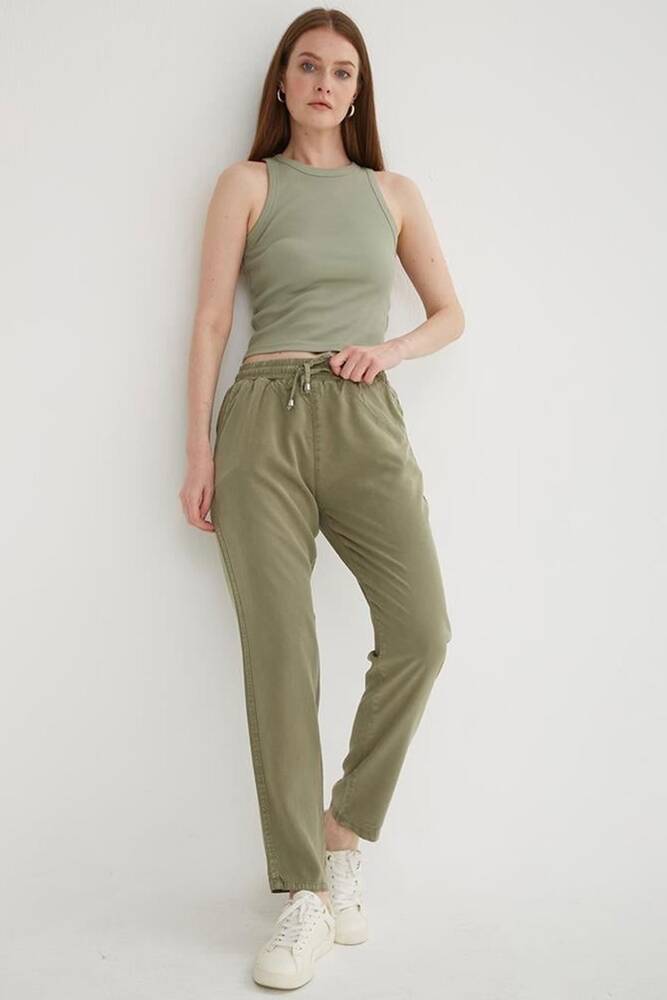 Kadın Beli Bağlamalı Pantolon 25Y0477K1 Haki 