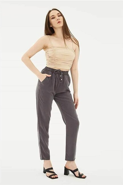 Kadın Beli Bağlamalı Pantolon 26Y0477K1 Gri (1)