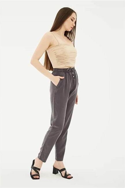 Kadın Beli Bağlamalı Pantolon 26Y0477K1 Gri (2)