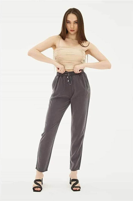 Kadın Beli Bağlamalı Pantolon 26Y0477K1 Gri (3)