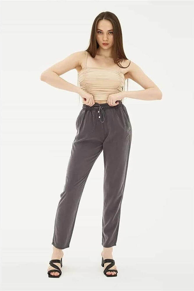 Kadın Beli Bağlamalı Pantolon 26Y0477K1 Gri 