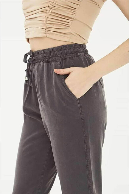 Kadın Beli Bağlamalı Pantolon 26Y0477K1 Gri - Thumbnail