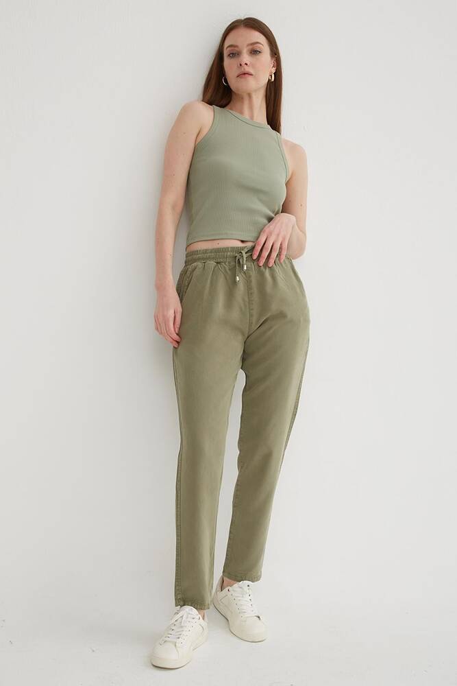 Kadın Beli Bağlamalı Pantolon 26Y0477K1 Haki 