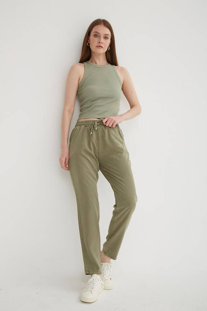 Kadın Beli Bağlamalı Pantolon 26Y0477K1 Haki 
