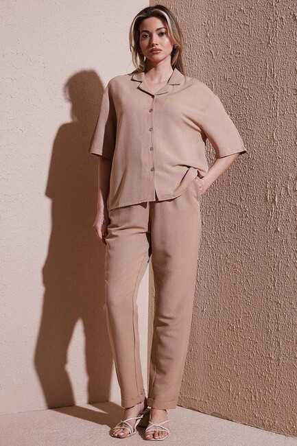 Kadın Beli Lastikli Pantolon 25Y0550K1 Bej (1)