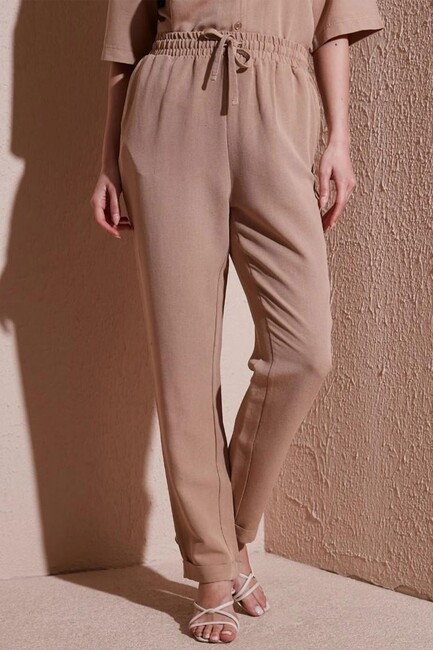 Kadın Beli Lastikli Pantolon 25Y0550K1 Bej (2)