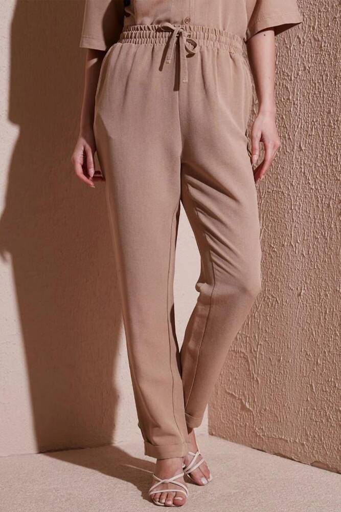Kadın Beli Lastikli Pantolon 25Y0550K1 Bej 