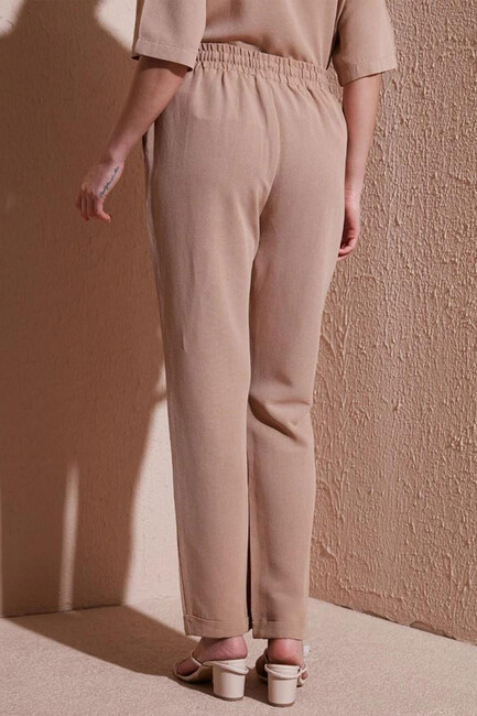 Kadın Beli Lastikli Pantolon 25Y0550K1 Bej - Thumbnail