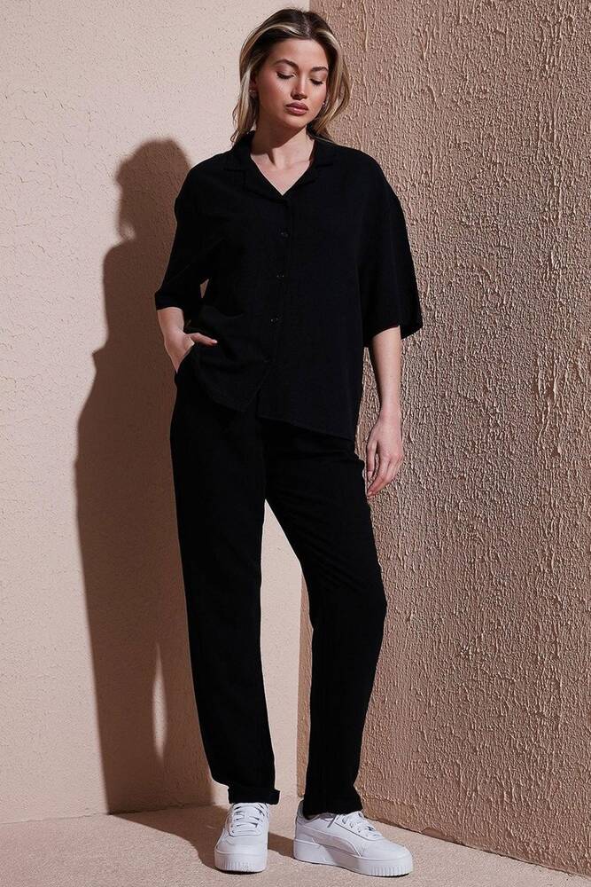 Kadın Beli Lastikli Pantolon 25Y0550K1 Siyah 