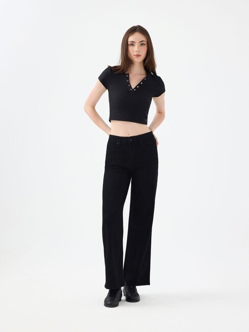 Kadın Bella Kadın Jean Pantolon LF2038986 Siyah (1)