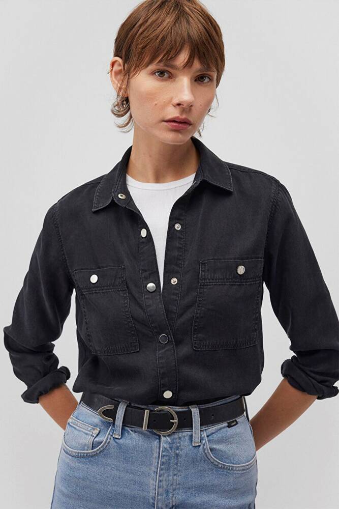 Kadın Betty Denim Gömlek 1210818-87811 Gri 