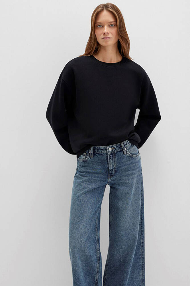 Kadın Bisiklet Yaka Basic Sweat 1610198-900 Siyah 