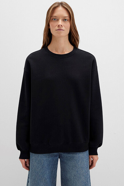 Kadın Bisiklet Yaka Basic Sweat 1610198-900 Siyah - Thumbnail