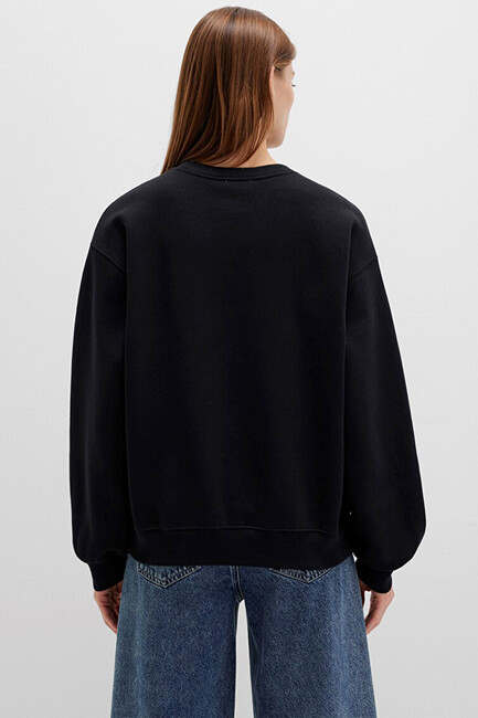 Kadın Bisiklet Yaka Basic Sweat 1610198-900 Siyah - Thumbnail