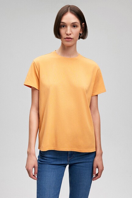 Kadın Bisiklet Yaka Basic Tişört 1600955-71405 Turuncu (3)