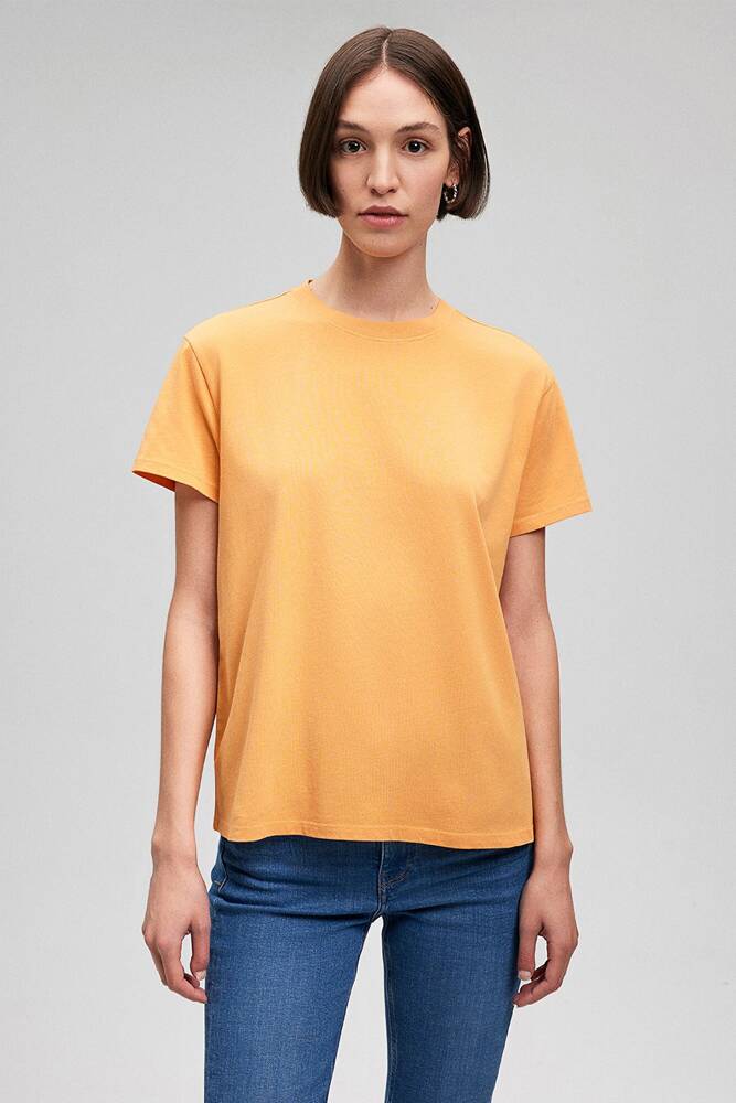 Kadın Bisiklet Yaka Basic Tişört 1600955-71405 Turuncu 