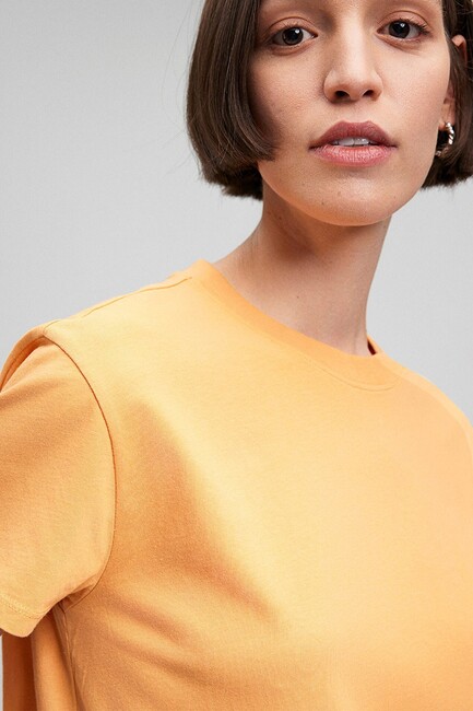 Kadın Bisiklet Yaka Basic Tişört 1600955-71405 Turuncu - Thumbnail