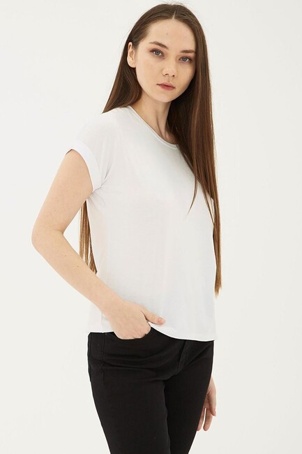 Kadın Bisiklet Yaka Bluz 25Y0194K1 Ekru (1)