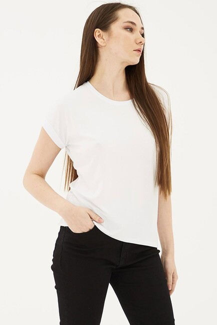 Kadın Bisiklet Yaka Bluz 25Y0194K1 Ekru (2)