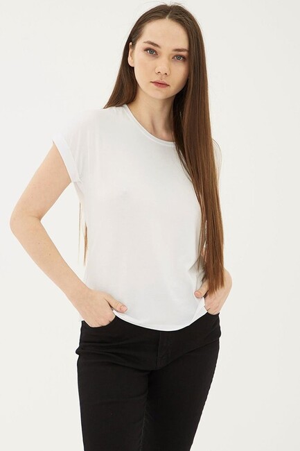 Kadın Bisiklet Yaka Bluz 25Y0194K1 Ekru (3)