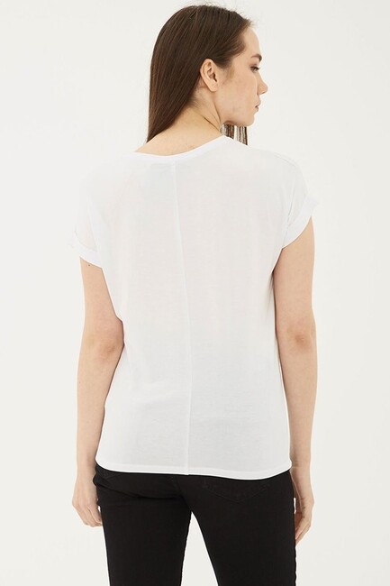 Kadın Bisiklet Yaka Bluz 25Y0194K1 Ekru - Thumbnail