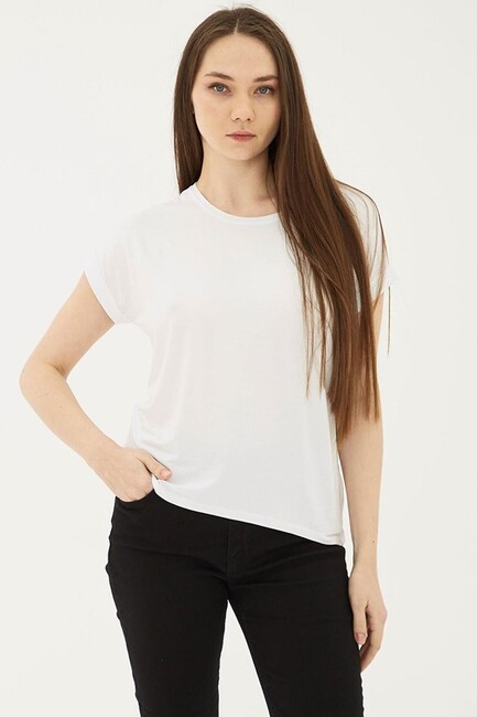 Kadın Bisiklet Yaka Bluz 25Y0194K1 Ekru - Thumbnail