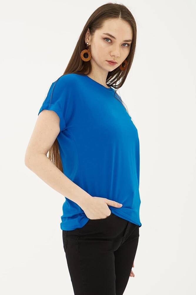 Kadın Bisiklet Yaka Bluz 25Y0194K1 Saks 