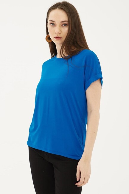 Kadın Bisiklet Yaka Bluz 25Y0194K1 Saks (3)