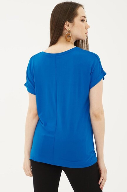 Kadın Bisiklet Yaka Bluz 25Y0194K1 Saks - Thumbnail