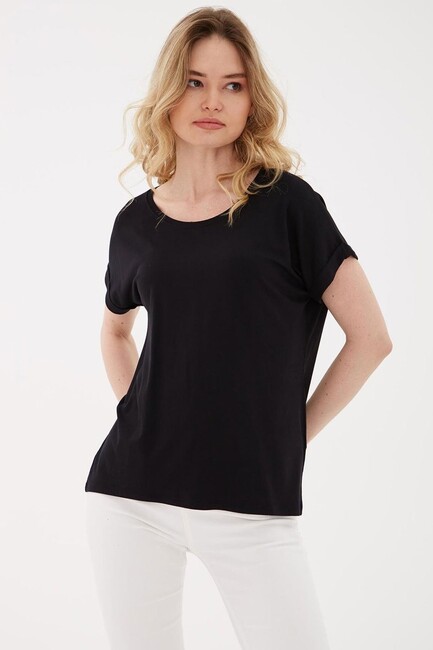 Kadın Bisiklet Yaka Bluz 25Y0194K1 Siyah (1)