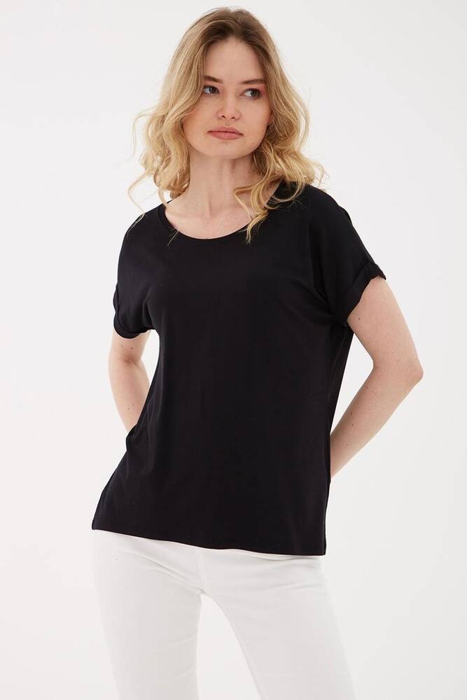 Kadın Bisiklet Yaka Bluz 25Y0194K1 Siyah 