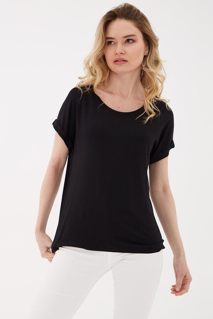 Kadın Bisiklet Yaka Bluz 25Y0194K1 Siyah (2)