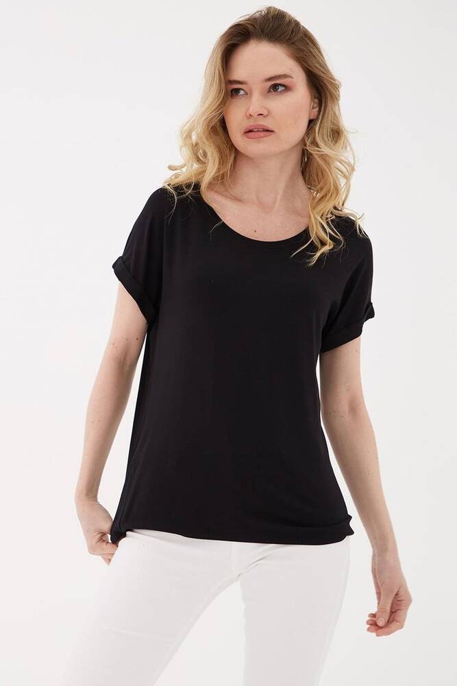 Kadın Bisiklet Yaka Bluz 25Y0194K1 Siyah 