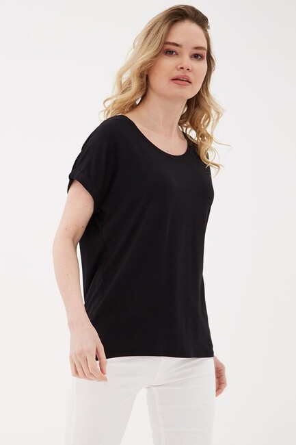 Kadın Bisiklet Yaka Bluz 25Y0194K1 Siyah (3)