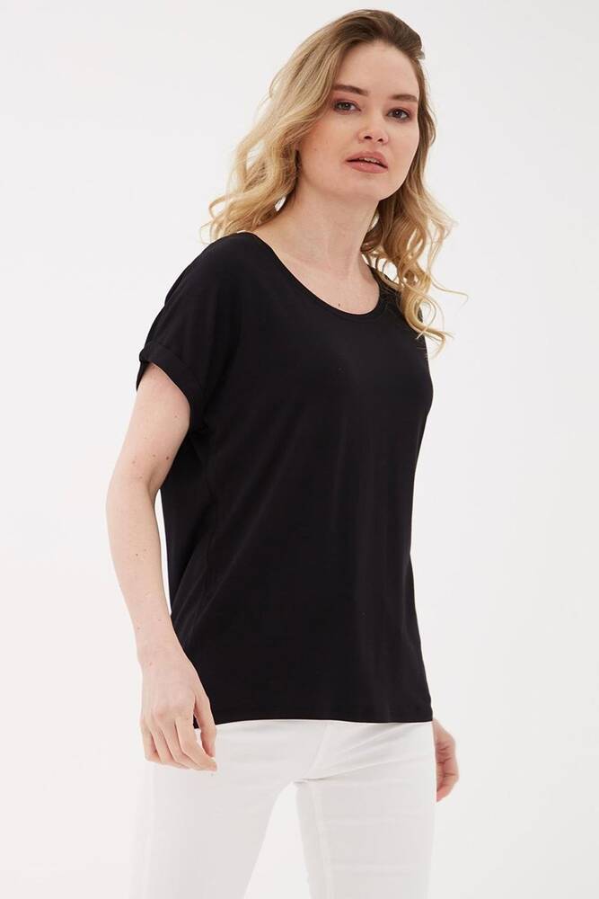 Kadın Bisiklet Yaka Bluz 25Y0194K1 Siyah 