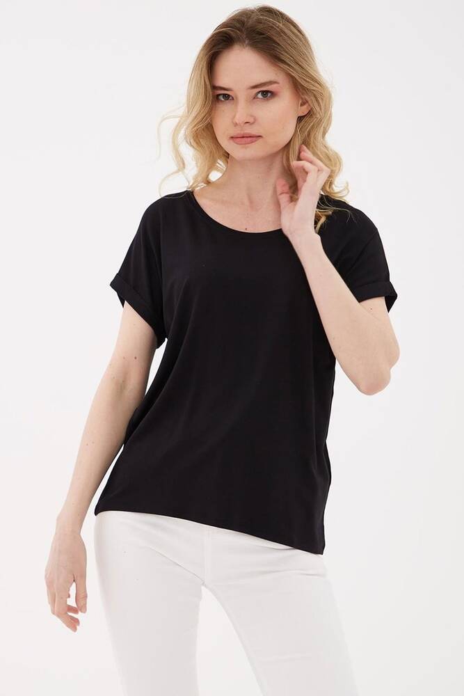 Kadın Bisiklet Yaka Bluz 25Y0194K1 Siyah 