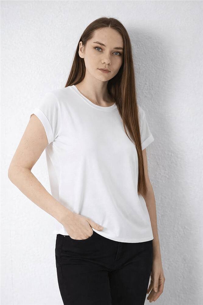 Kadın Bisiklet Yaka Bluz 26Y0194K1 Ekru 