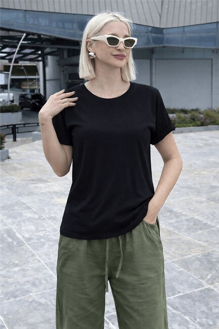 Kadın Bisiklet Yaka Bluz 26Y0194K1 Siyah (3)