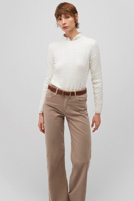 Kadın Bisiklet Yaka Kazak 1710341-70057 Beyaz (1)