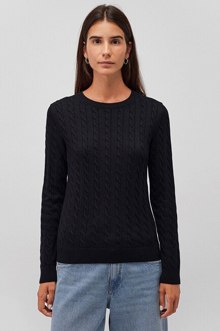 Kadın Bisiklet Yaka Kazak 1710341-900 Siyah (2)