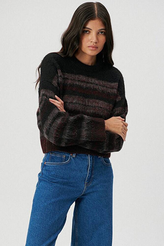 Kadın Bisiklet Yaka Kazak 1710367-85886 Siyah 